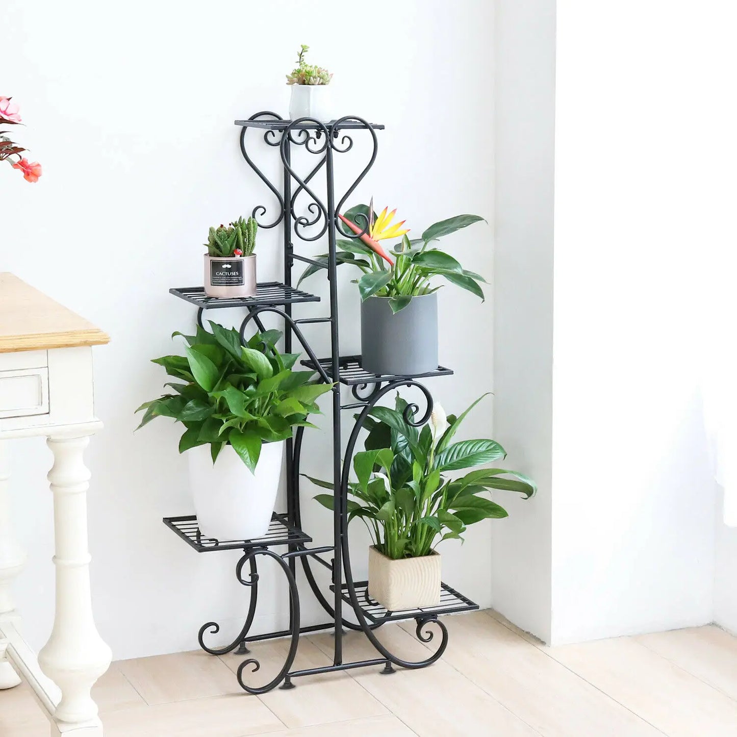 5 Tier Tall Indoor Outdoor Plant Stand Metal Flower Pot Display Rack