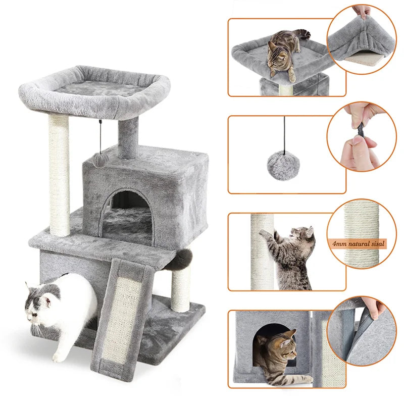Luxury Cat Climbing Frame Multi-Layer Scratching Post Playground