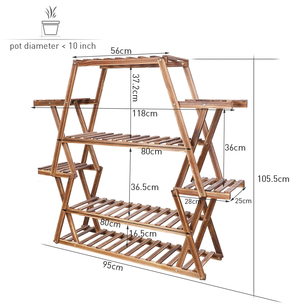 8 Tier Tall Large Capacity Wood Plant Stand for Flower Shelves
