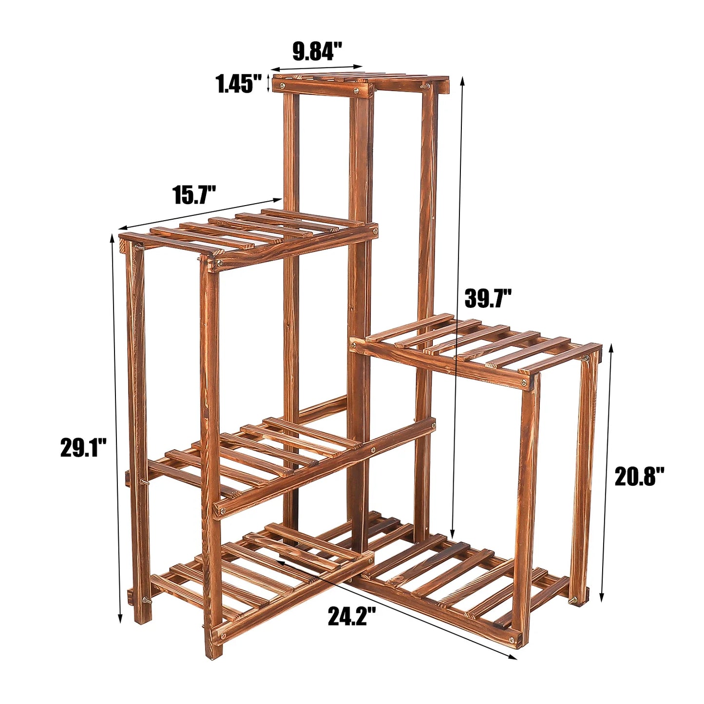 6 Tier Wood Plant Corner Stand Indoor Outdoor Display Shelf Rack