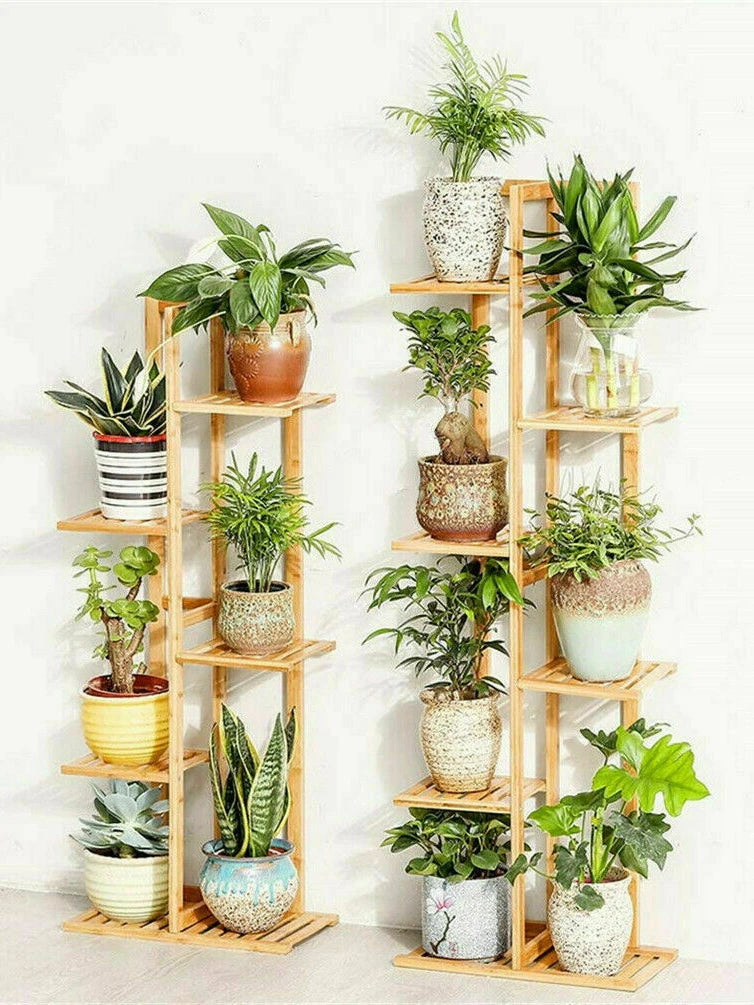Ljustra Bamboo 5 6 Tier Plant Stand Rack Indoor Outdoor Flower Shelf