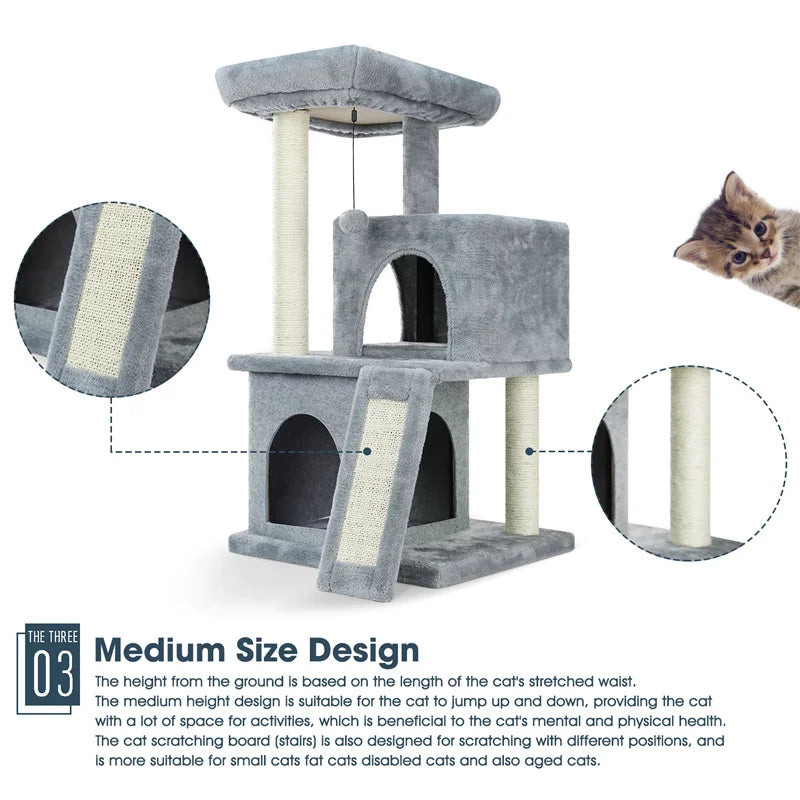Luxury Cat Climbing Frame Multi-Layer Scratching Post Playground