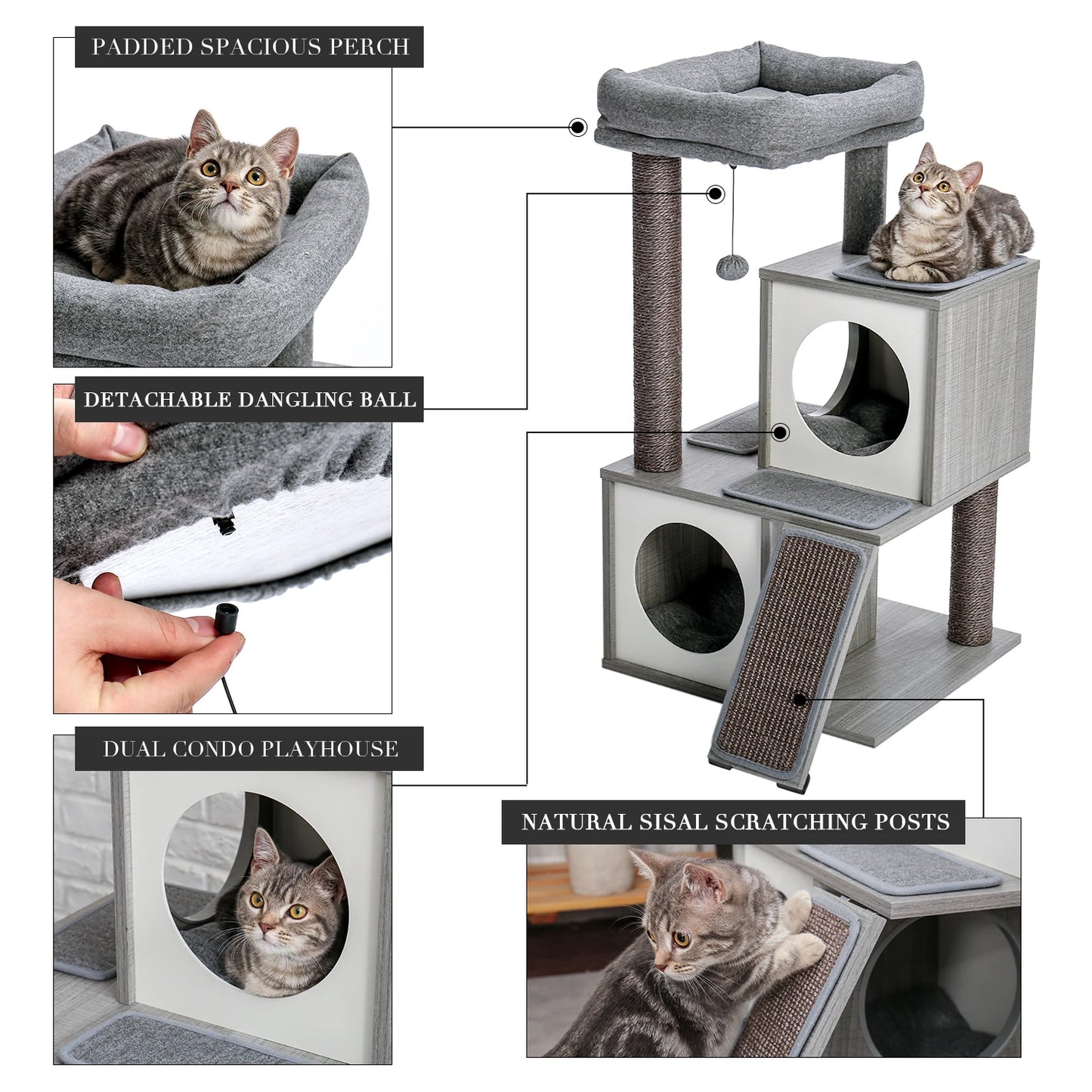 Pet Cat Tree Tower Condo Scratching Post Activity House for Cats