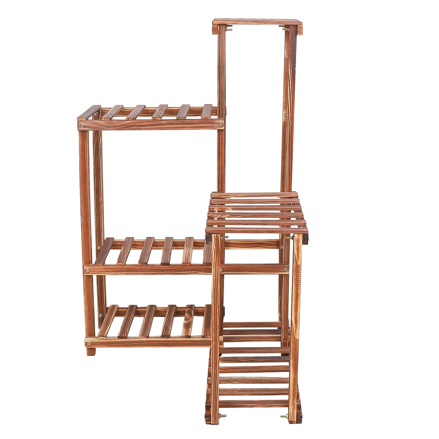 6 Tier Wood Plant Corner Stand Indoor Outdoor Display Shelf Rack