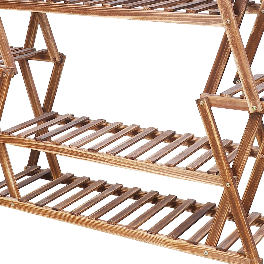 8 Tier Tall Large Capacity Wood Plant Stand for Flower Shelves