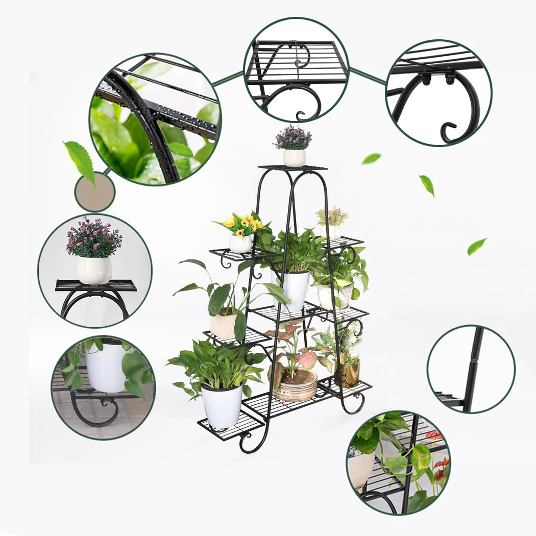 9 Tier Metal Plant Stand Indoor Outdoor Flower Shelf Display Rack
