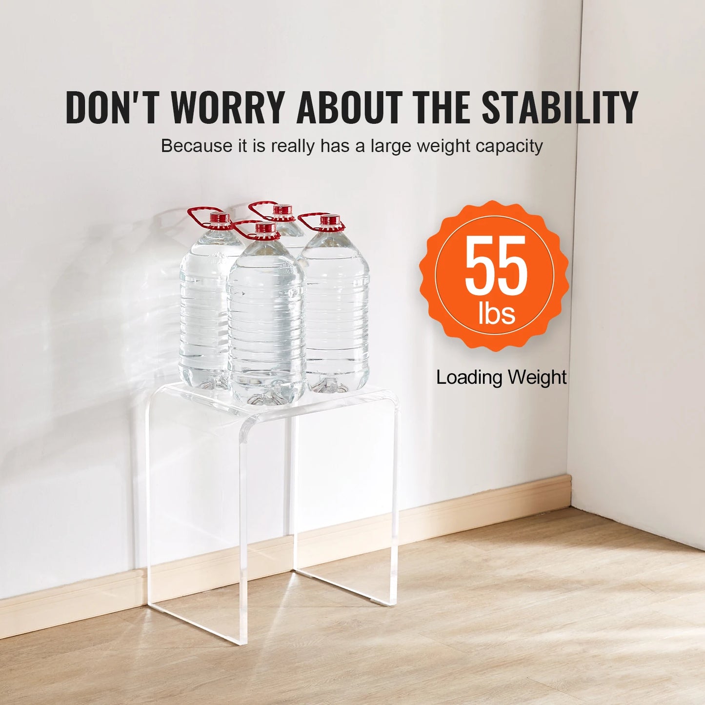 Ljustra Acrylic End Table C-Shaped Minimalist Clear Side Table for Living Room