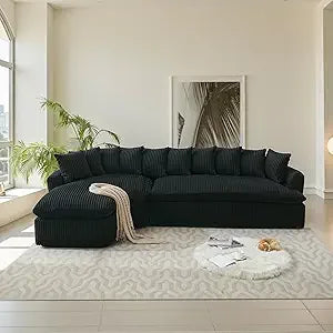 Ljustra Cloud Sectional Sofa L Shaped Couch Large Corduroy for Living Room and Apartments