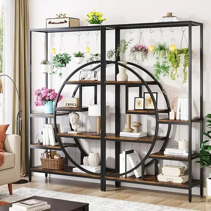 70.9 Inch Tall 7-Tier Half Moon Plant Stand Indoor Shelf with Hooks