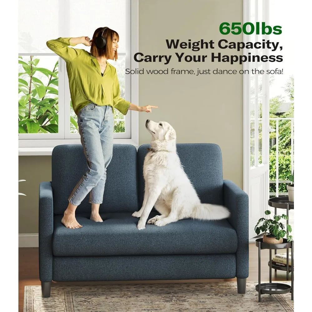 Ljustra 51" Loveseat Sofa Comfy Teddy Couch Tool-Free Setup Living Room