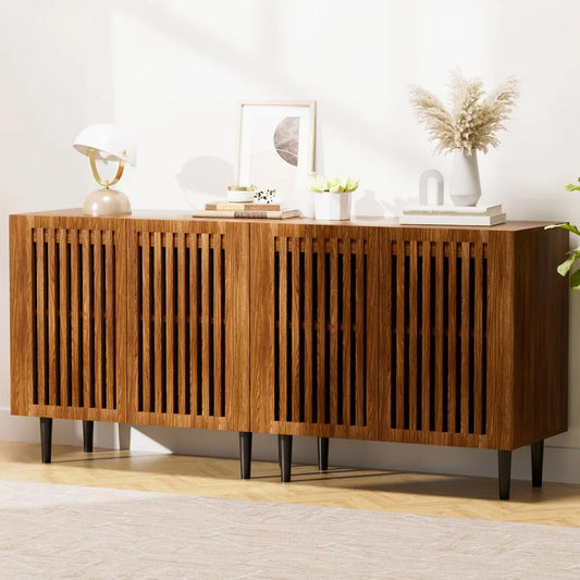 Farmhouse Storage Cabinet Set of 2 Buffet Sideboard Coffee Bar 63 Inch