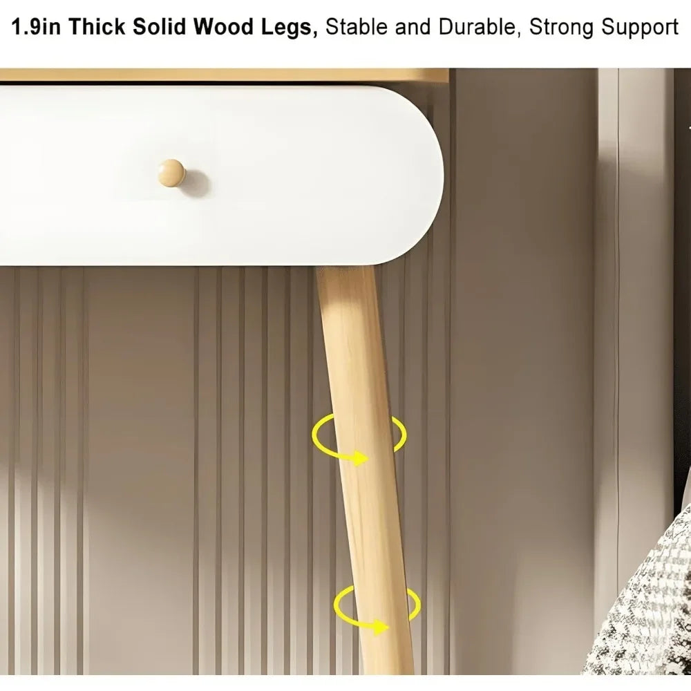 Luxury White Vanity Makeup Table with Drawers for Girls and Storage