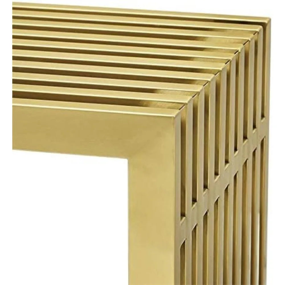 Gridiron Modern Gold Stainless Steel Console Table Accent Furniture