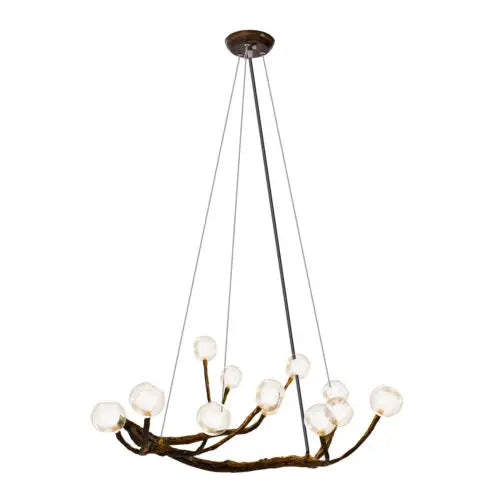 Vintage Rustic Tree Branch Glass Ball Chandelier Nordic Hanging Lamp