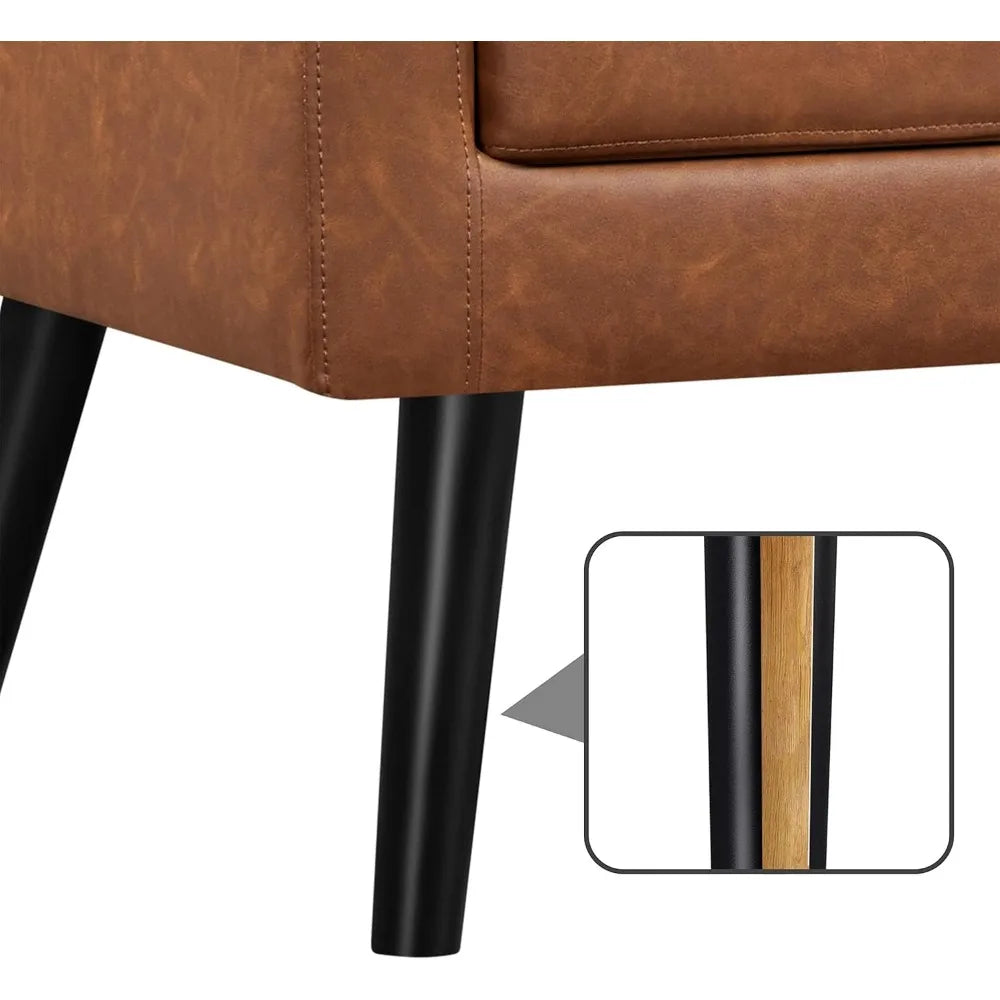 Mid-Century Accent Chair PU Leather Upholstered Living Room Armchair