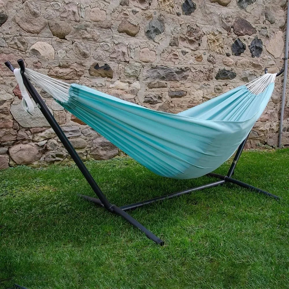 Double Polyester Hammock with Space Saving Steel Stand 450lb Capacity