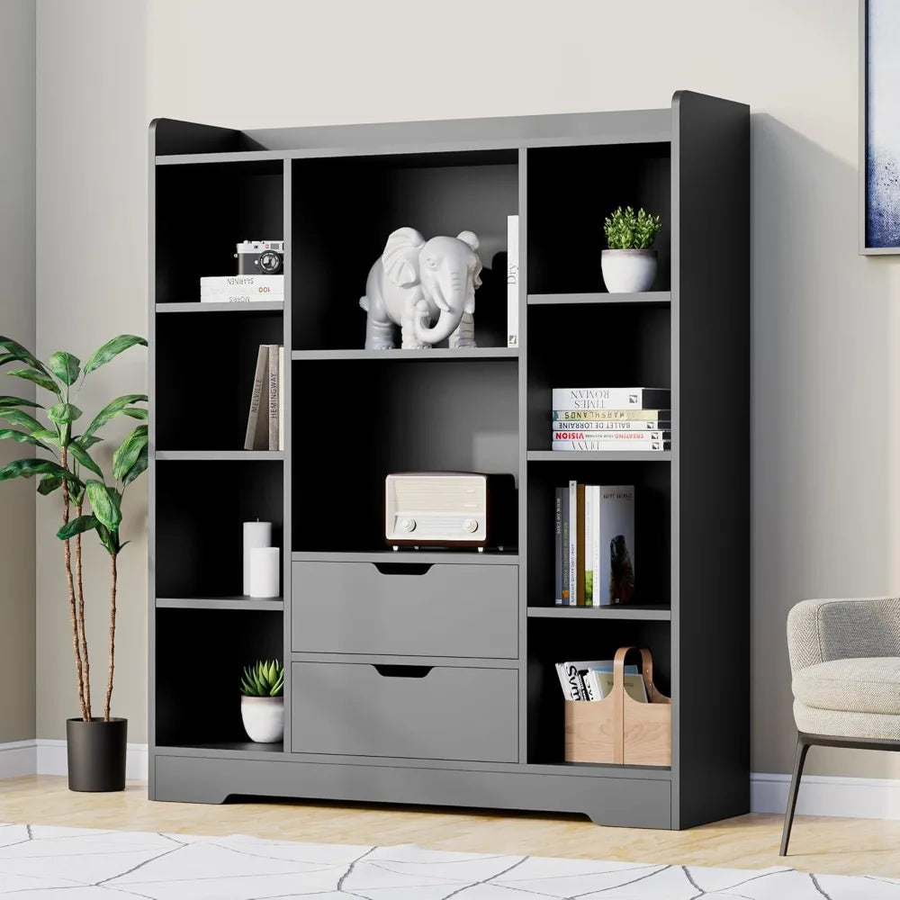 Kids Bookshelf Toy Storage Organizer 4-Tier Bookcase with Drawers