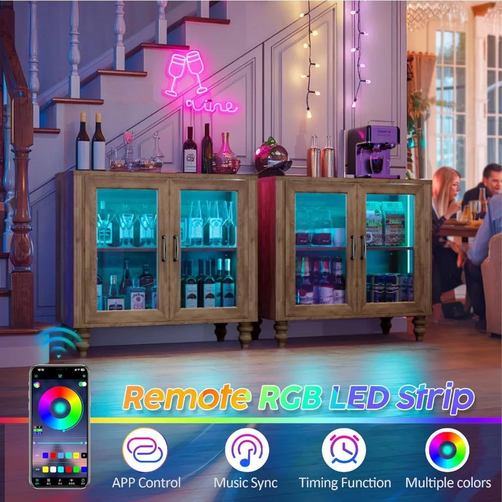 Modern Sideboard Buffet Cabinet with Glass Doors for Storage and Display