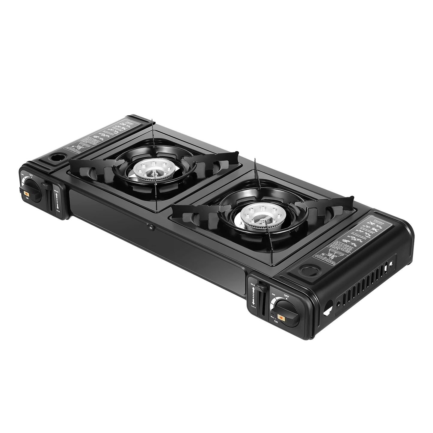 Ljustra Portable Dual Burner Camping Stove with Grill Tray and Case