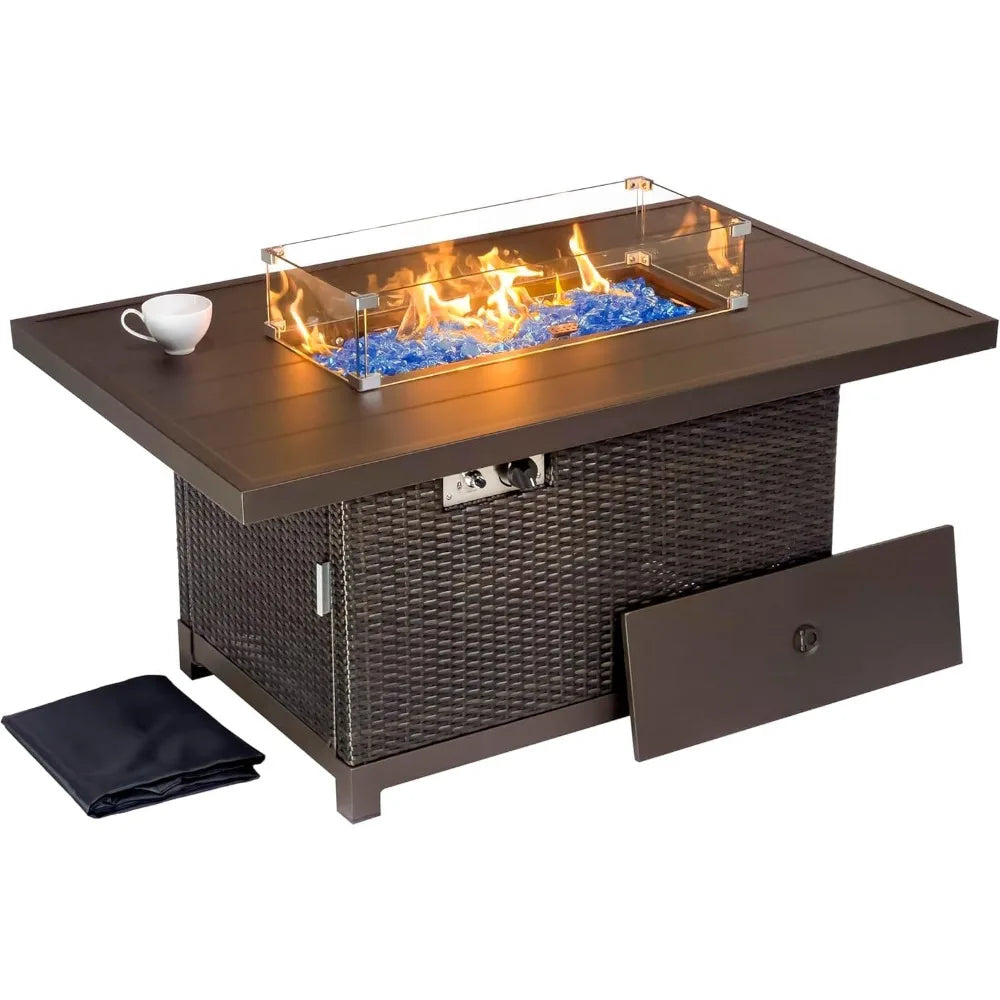 52 Inch Outdoor Propane Fire Pit Table 50000 BTU Rectangular Fire Table