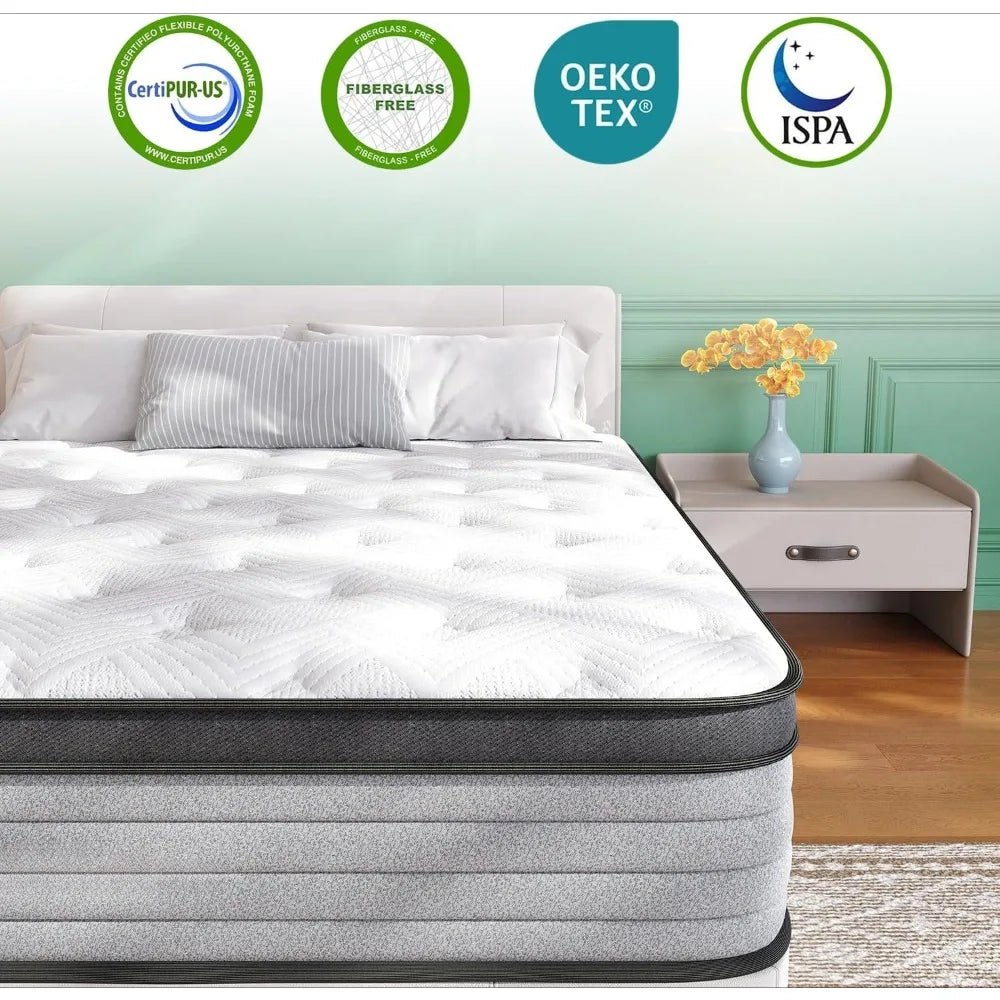 Ljustra Twin Mattress 10 Inch Hybrid Memory Foam Pocket Springs