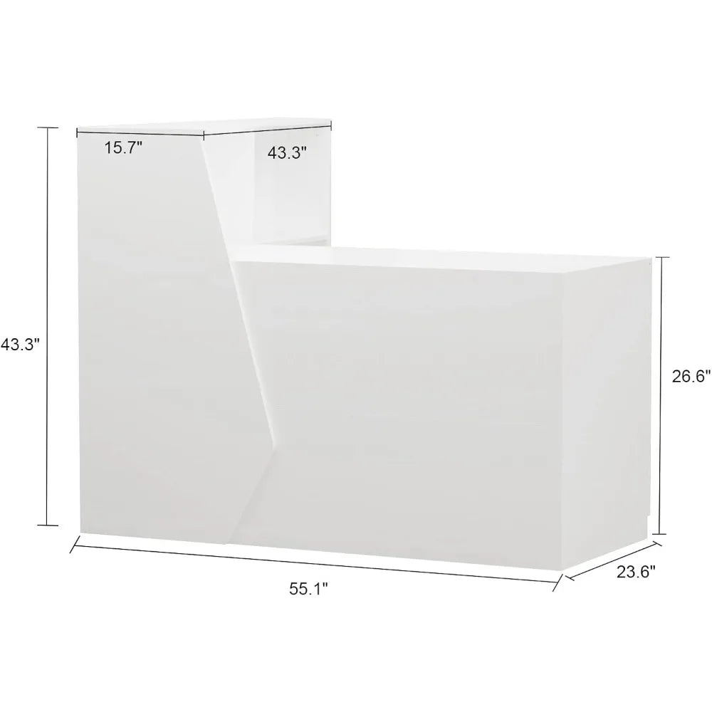 L-Shaped Reception Desk with Lockable Storage Modern Scandinavian MDF