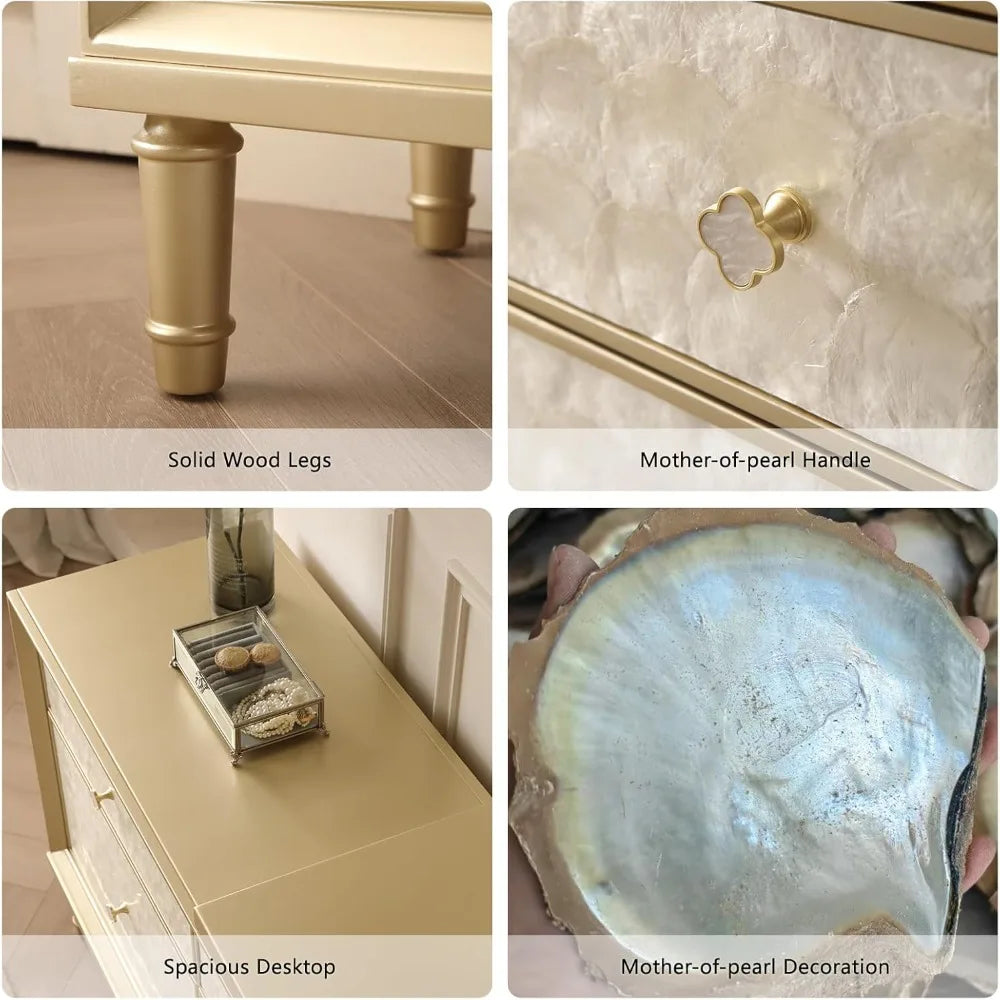 Vanity Desk with LED Lighted Mirror and 4 Drawers for Bedroom Living Room