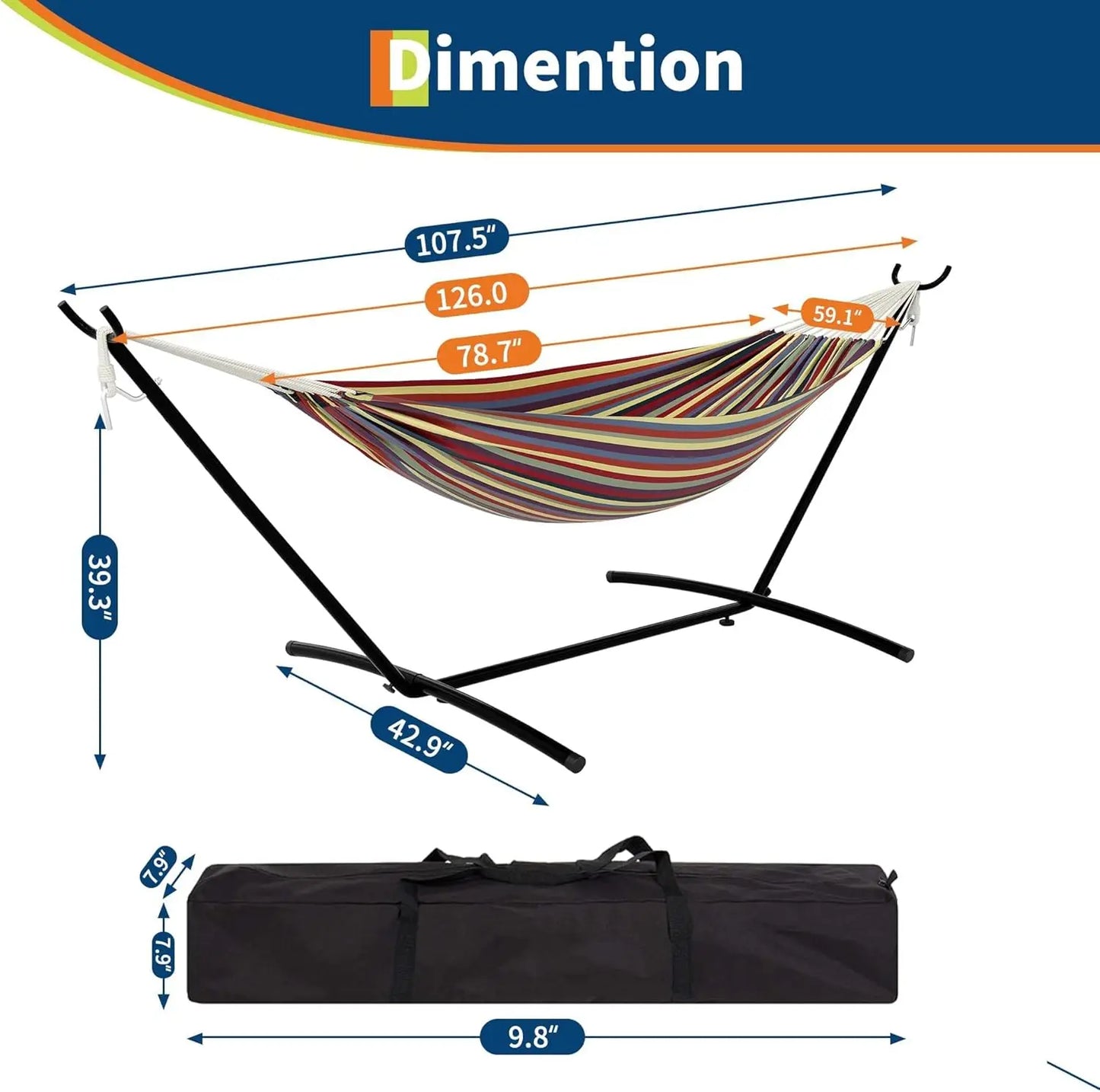 Ljustra 2-Person Hammock Set with Quick-Lock Steel Stand Outdoor Lounger