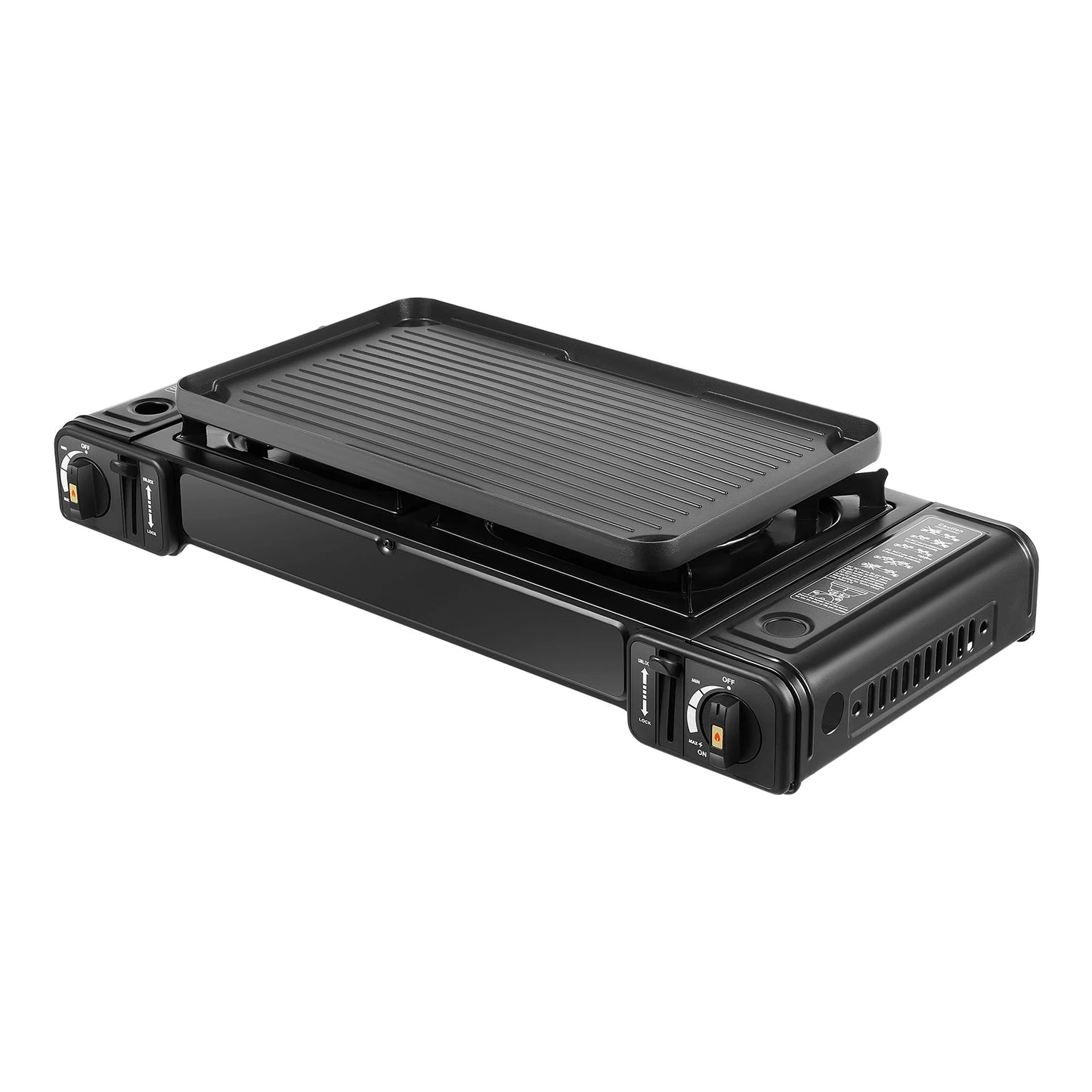 Ljustra Portable Dual Burner Camping Stove with Grill Tray and Case