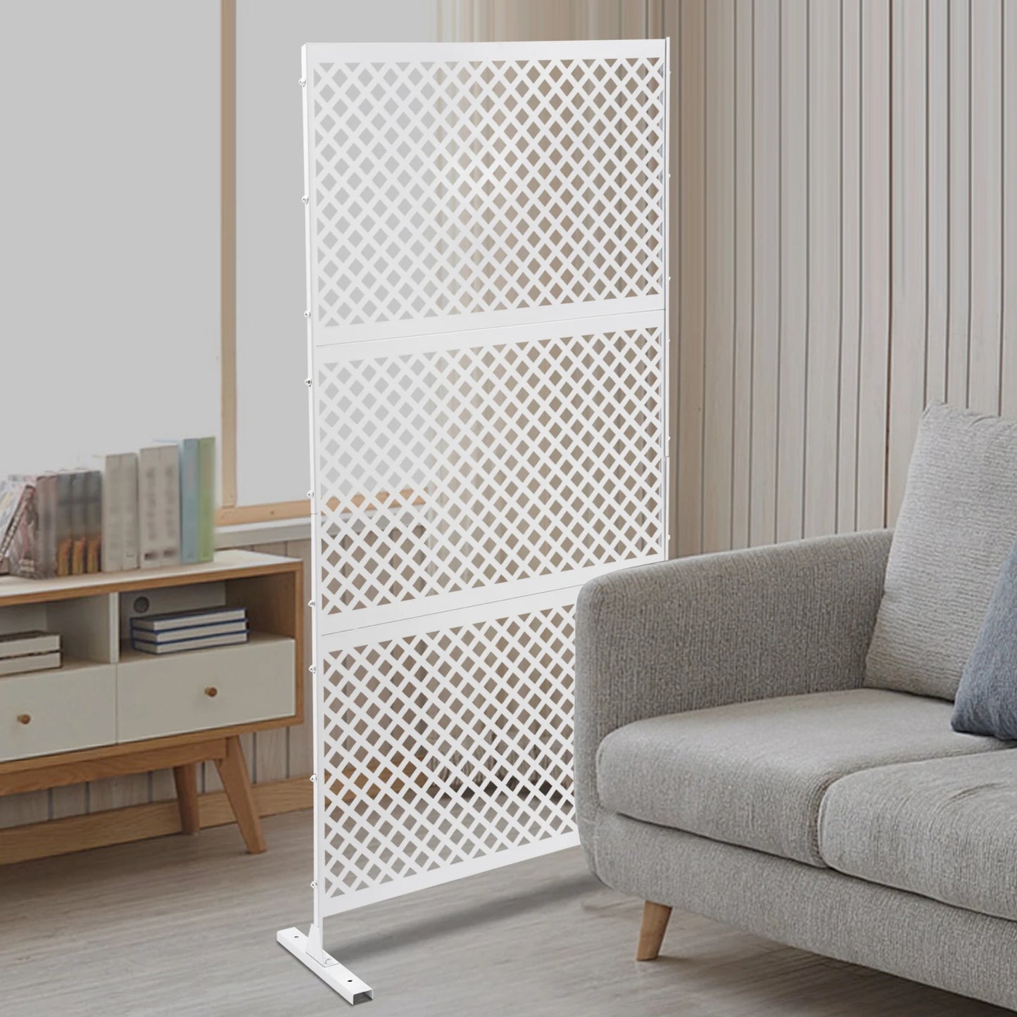 Elegant White Steel Privacy Screen Freestanding Room Divider 3 Panels