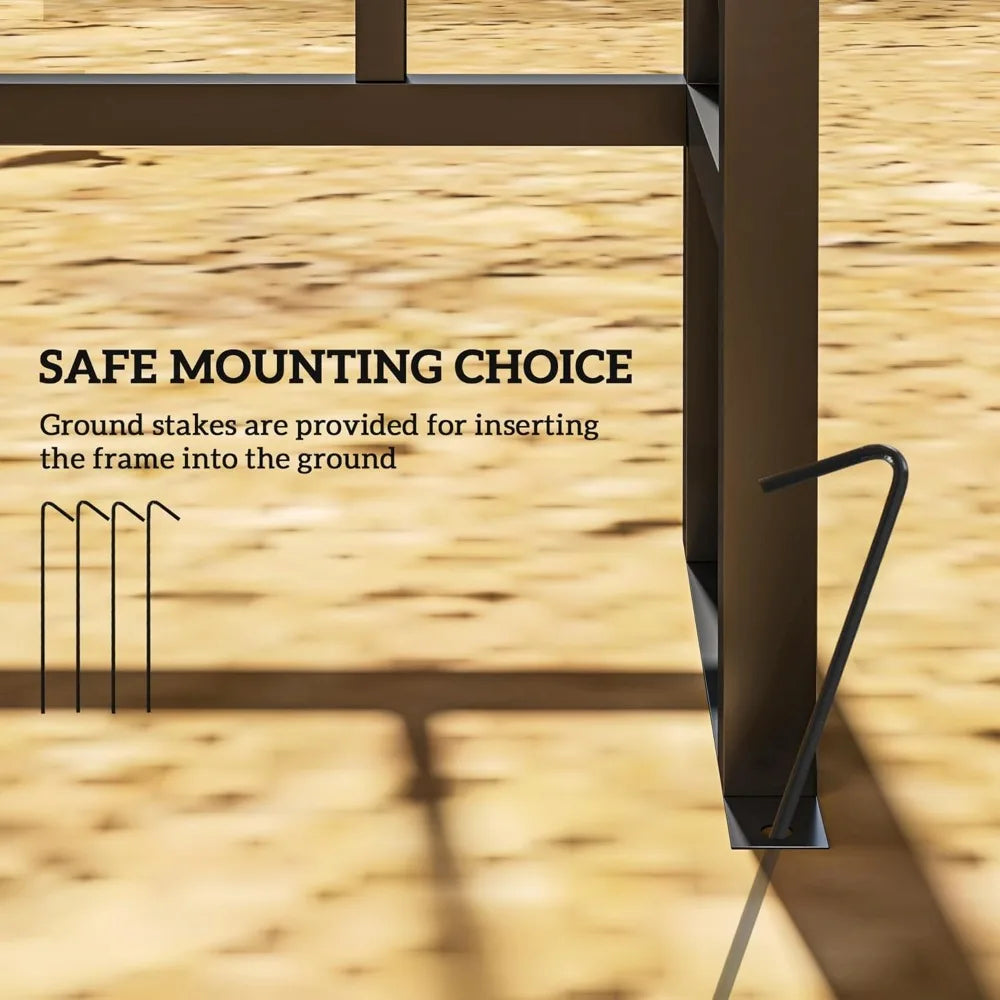 7.4ft Steel Garden Arch with Gate Outdoor Trellis for Climbing Plants