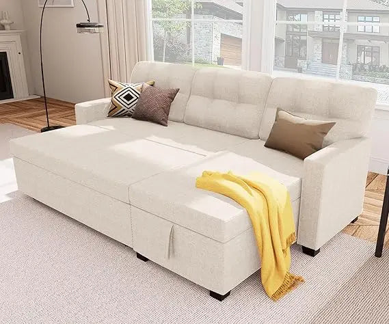 Reversible Sectional Sofa Bed with Storage Chaise Pull Out Couch