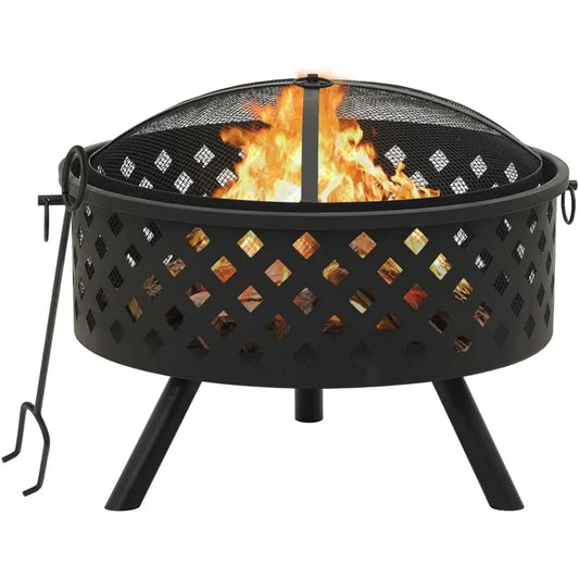 Steel Fire Pit XXL 26.8" Outdoor Garden Patio Heater with Poker