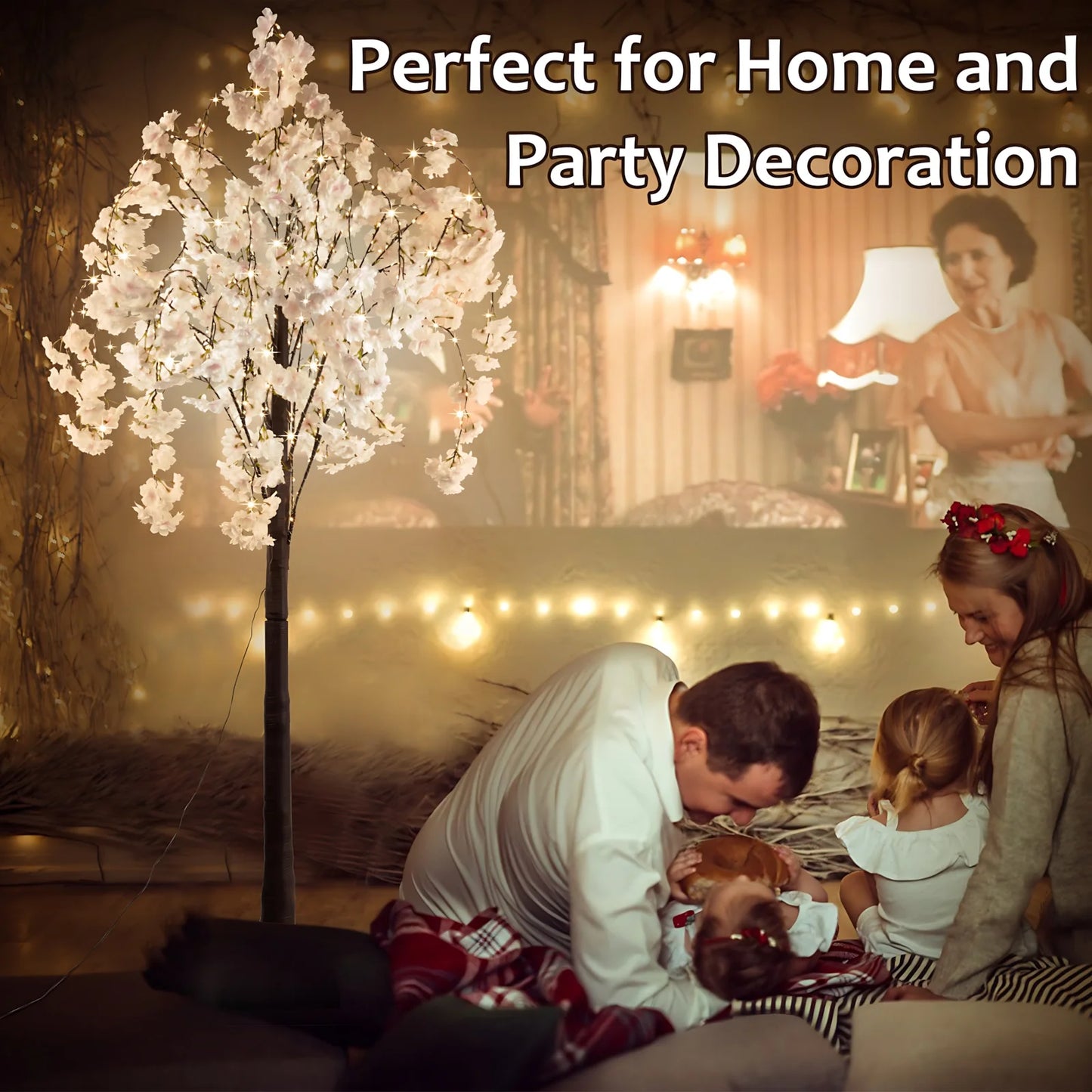 Cherry Blossom Tree Light 6ft LED Decorative Lamp with Remote Control