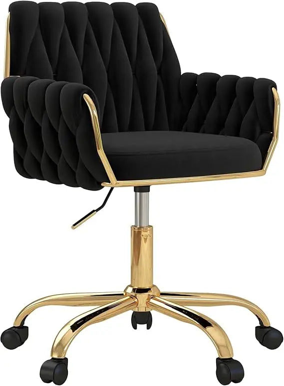 Velvet Home Office Chair Adjustable Swivel Makeup Chair Golden Base