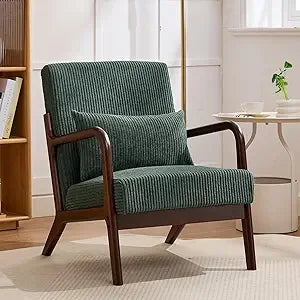 Mid Century Modern Accent Chair Corduroy Upholstered Reading Chair