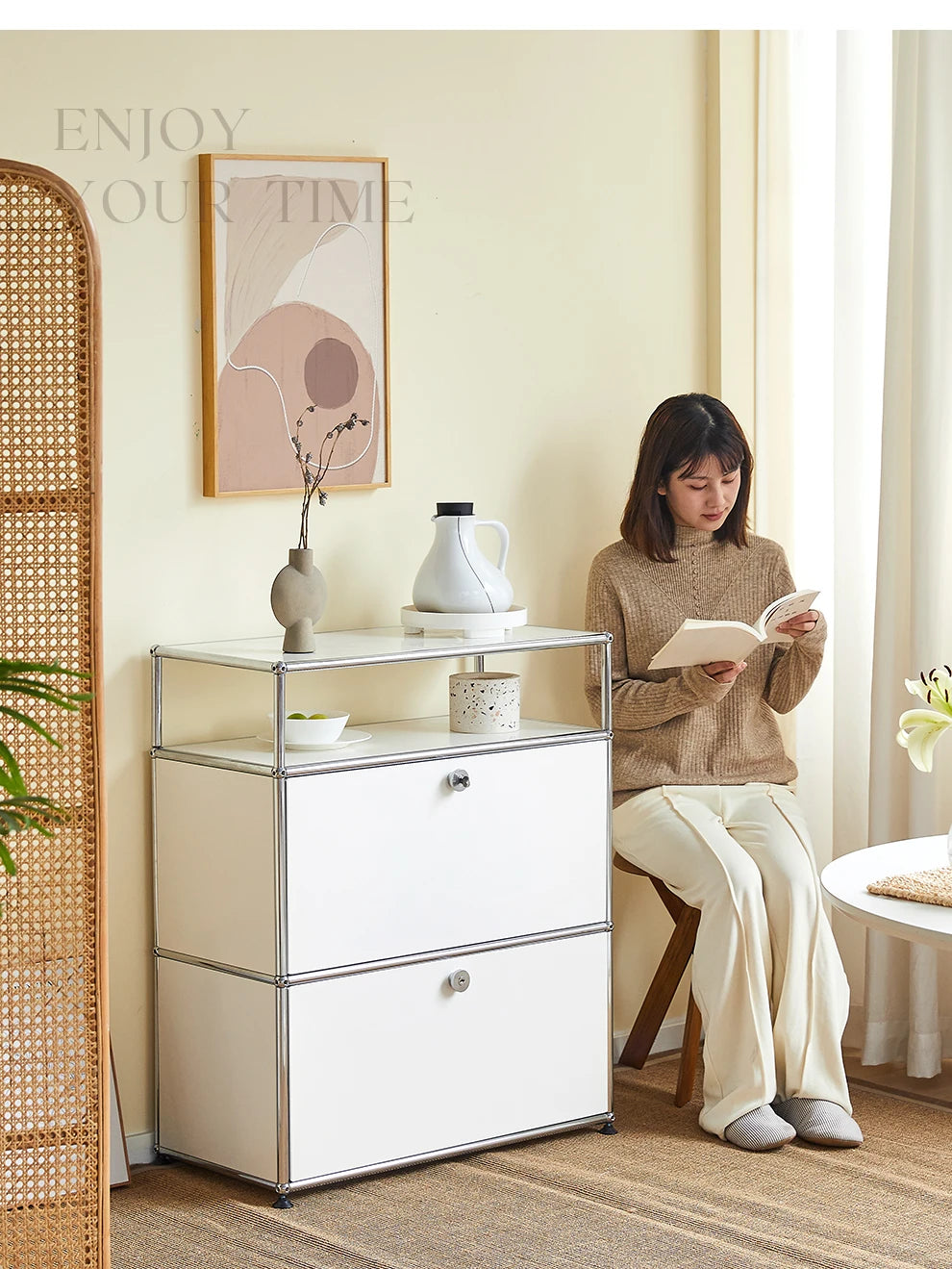 Modern Stainless Steel Storage Cabinet Sideboard for Bedroom Living Room