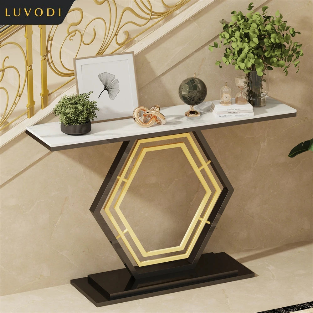 Ljustra Console Table Modern Geometric Sintered Stone Accent Table