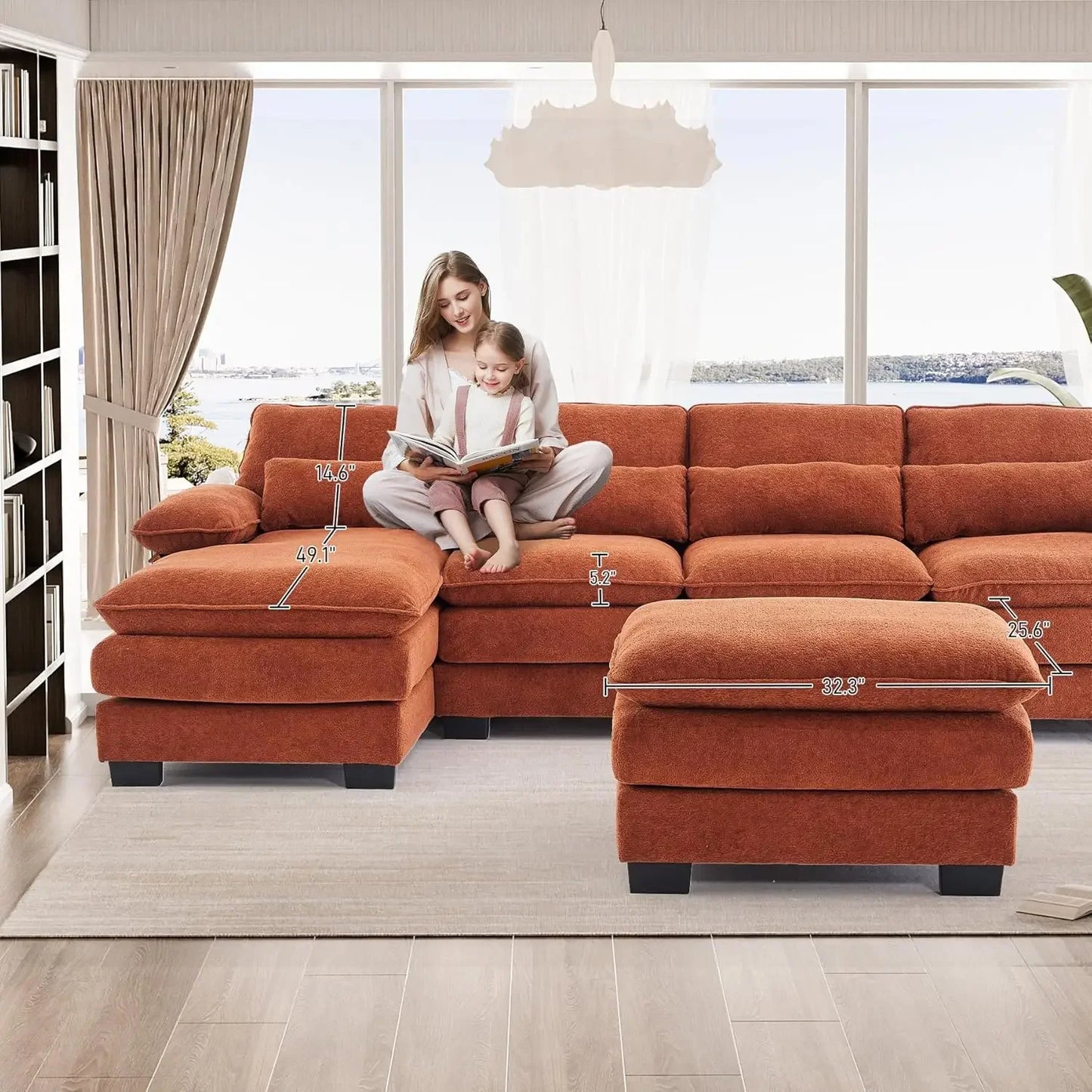 Ljustra U Shape Sectional Sofa Cloud Couch Living Room Comfy Modular Sofa