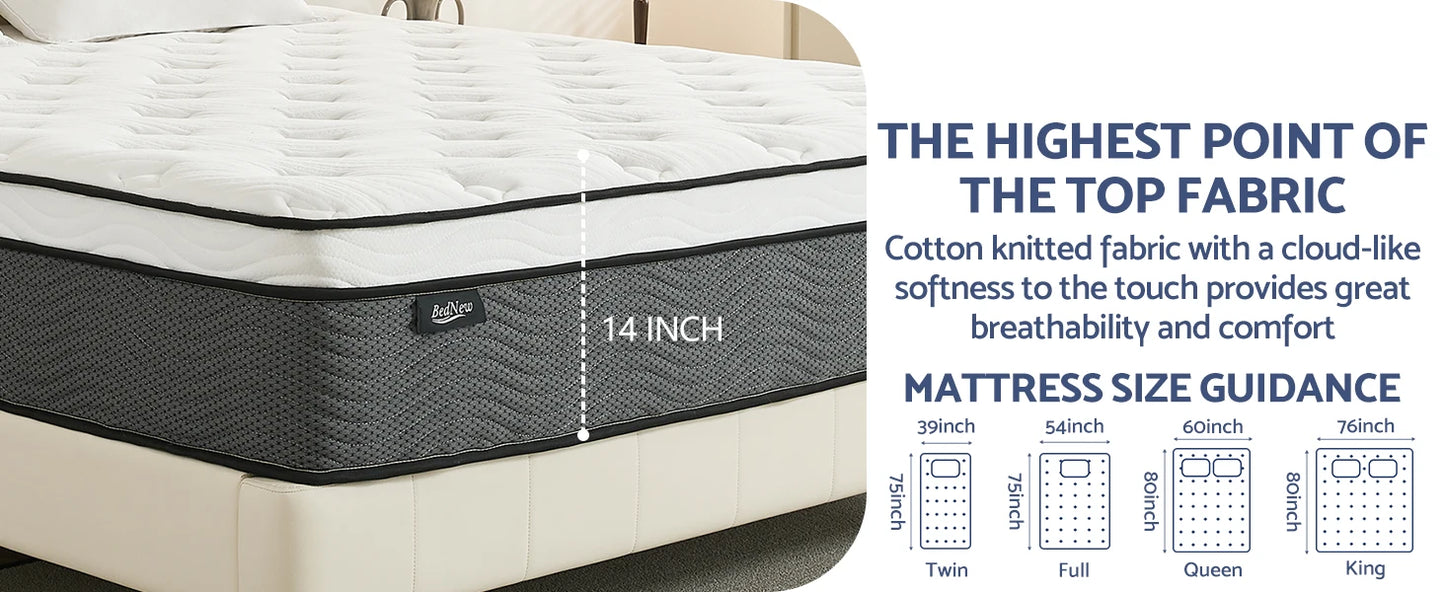 Ljustra King Mattress 12 Inch Hybrid Pressure Relief Medium Firm