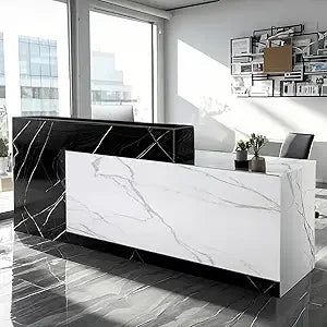 Modern Reception Desk with Lockable Drawers and Storage Compartments