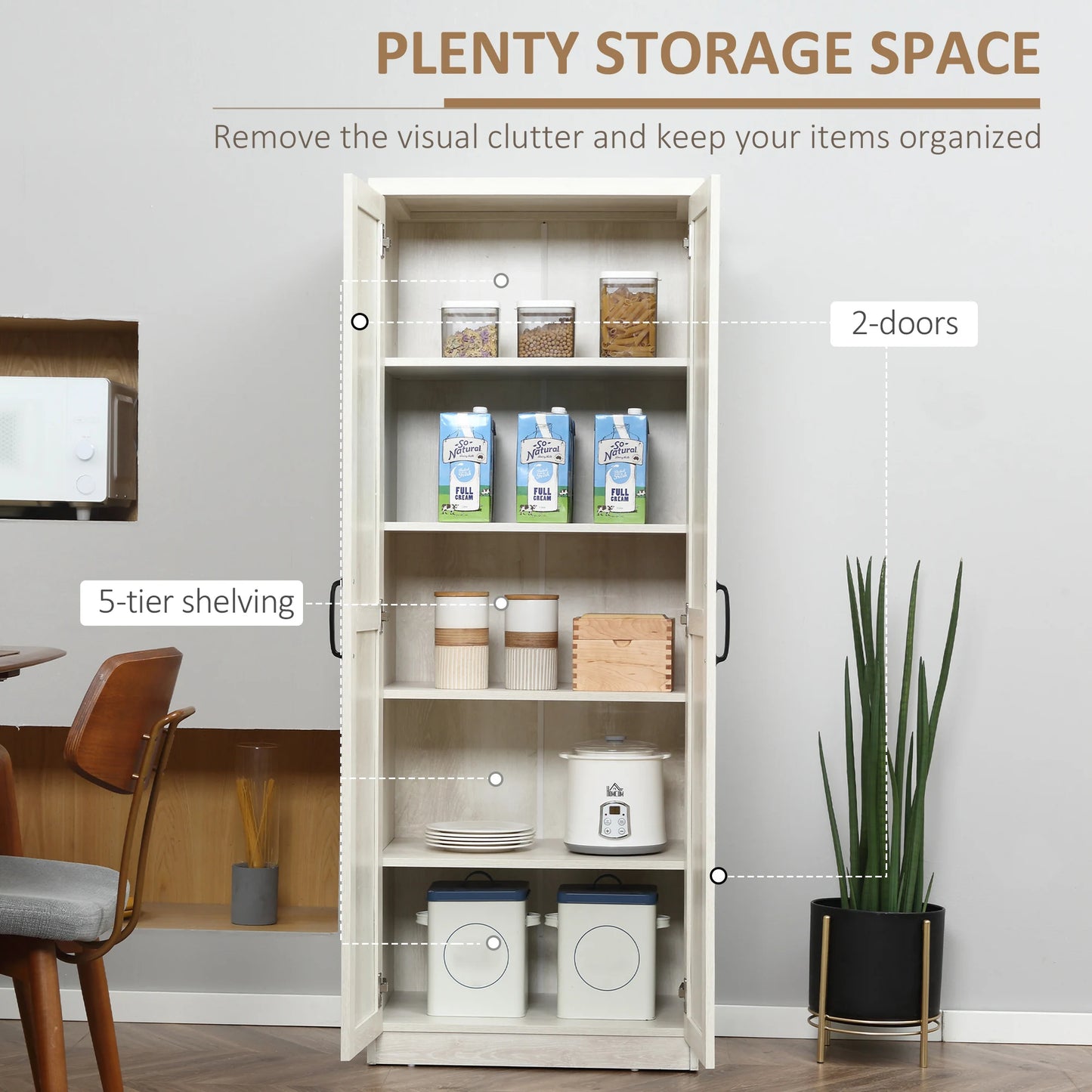 Rustic 63" Freestanding Storage Cabinet Kitchen Pantry with Shelves