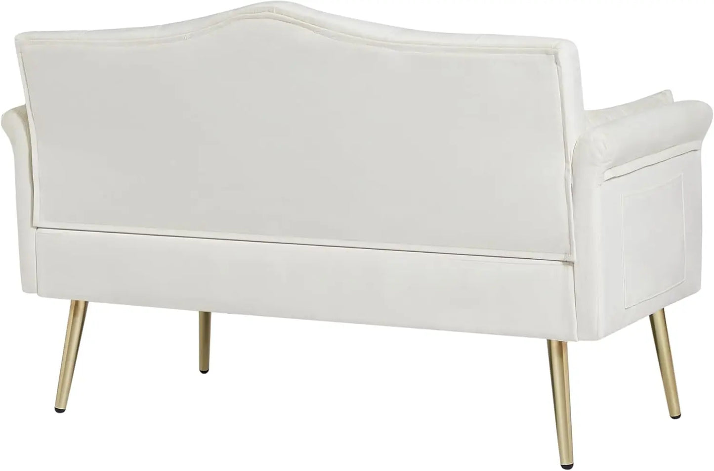 55 Inch Modern Velvet Loveseat Sofa with Gold Legs and Side Pockets