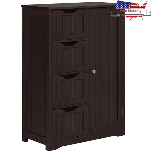 Ljustra Wooden Bathroom Storage Cabinet 4 Drawers Freestanding Organizer