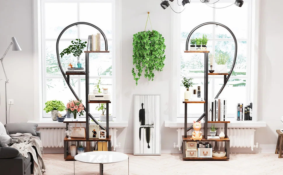 6 Tier Heart Shaped Plant Stand Storage Rack for Garden Living Room
