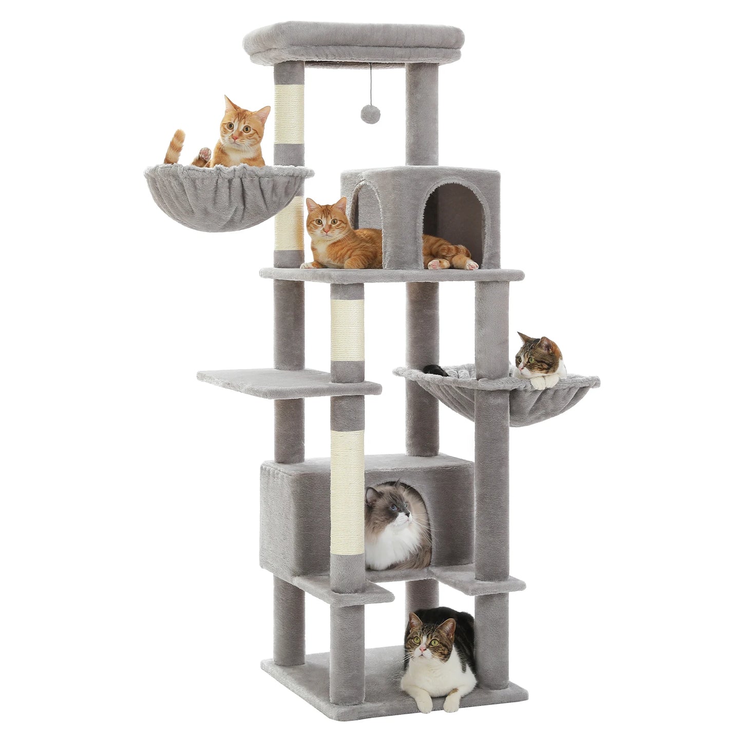 Cat Tree Large Metal Hammock 2 Condos Scratching Post for Indoor Cats