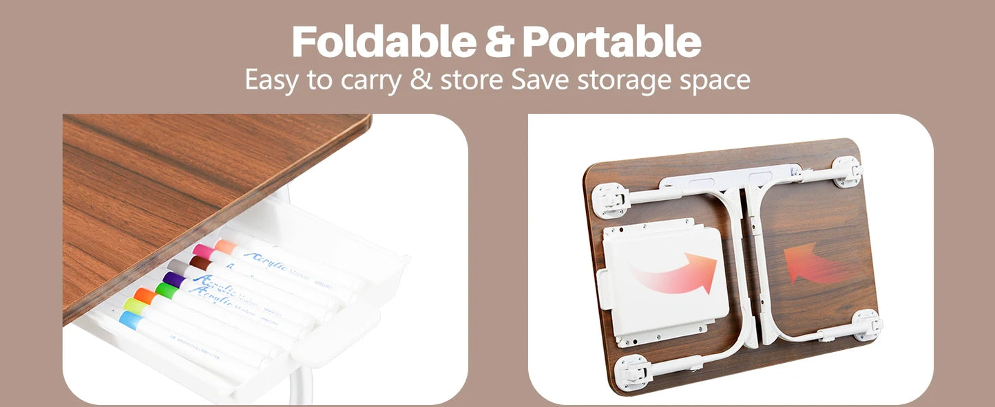 Laptop Desk for Bed Adjustable Lap Desk with LED Light Storage Drawer