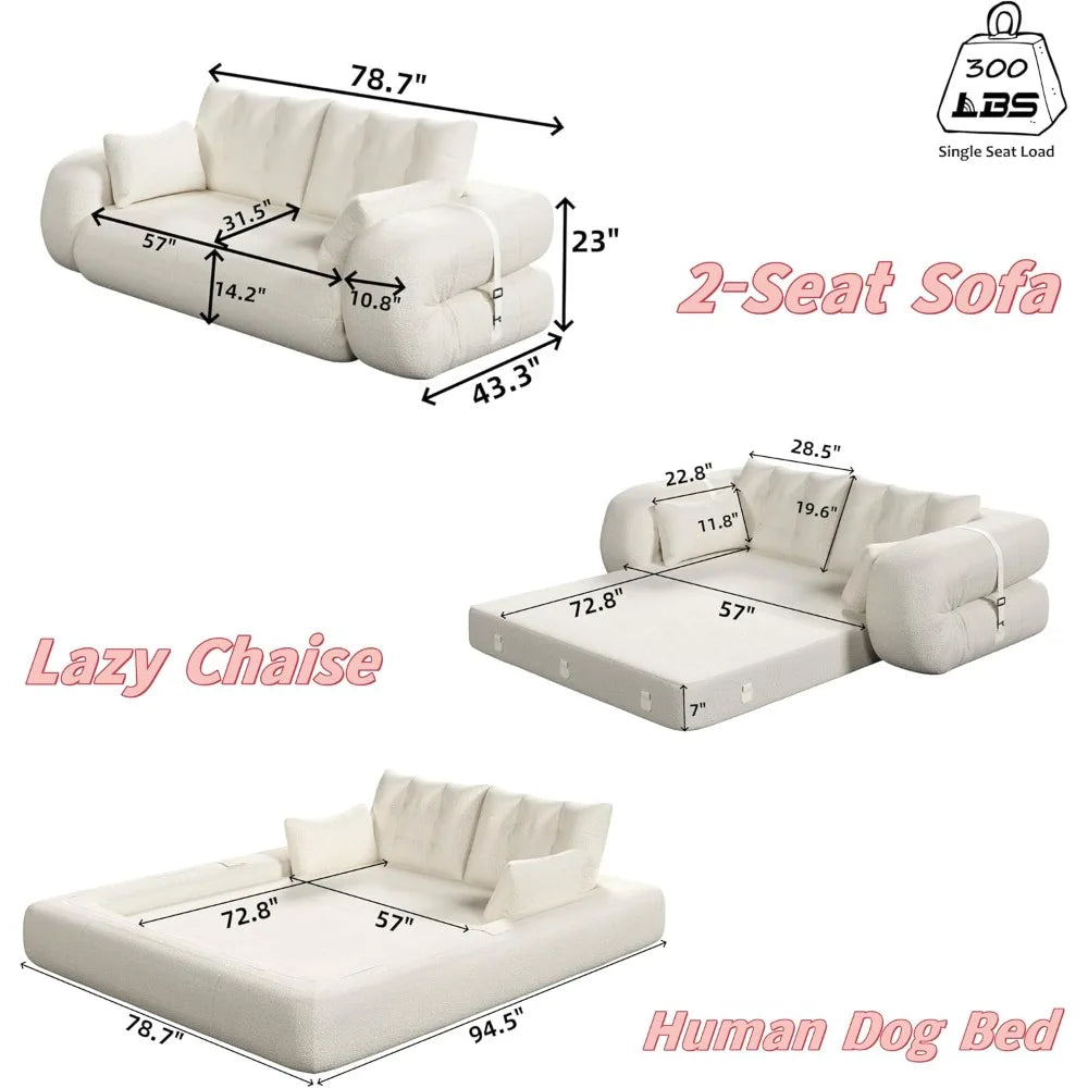 Ljustra 78.7" Folding Sofa Bed Queen Convertible Loveseat Cloud Couch