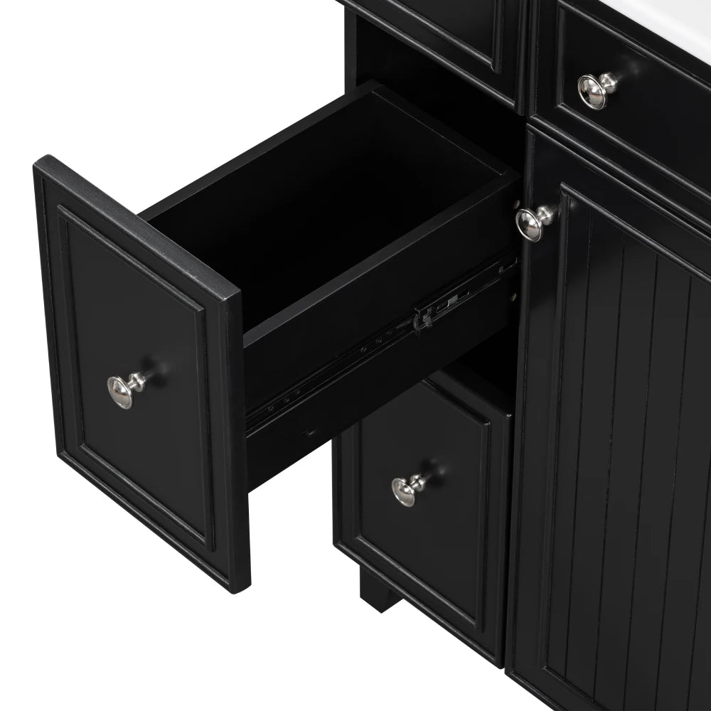 24 Inch Bathroom Vanity Cabinet Ceramic Sink 2 Drawers Storage