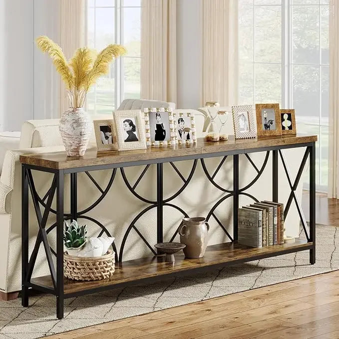 70.9 Inch Extra Long Sofa Table with Storage for Living Room Entryway